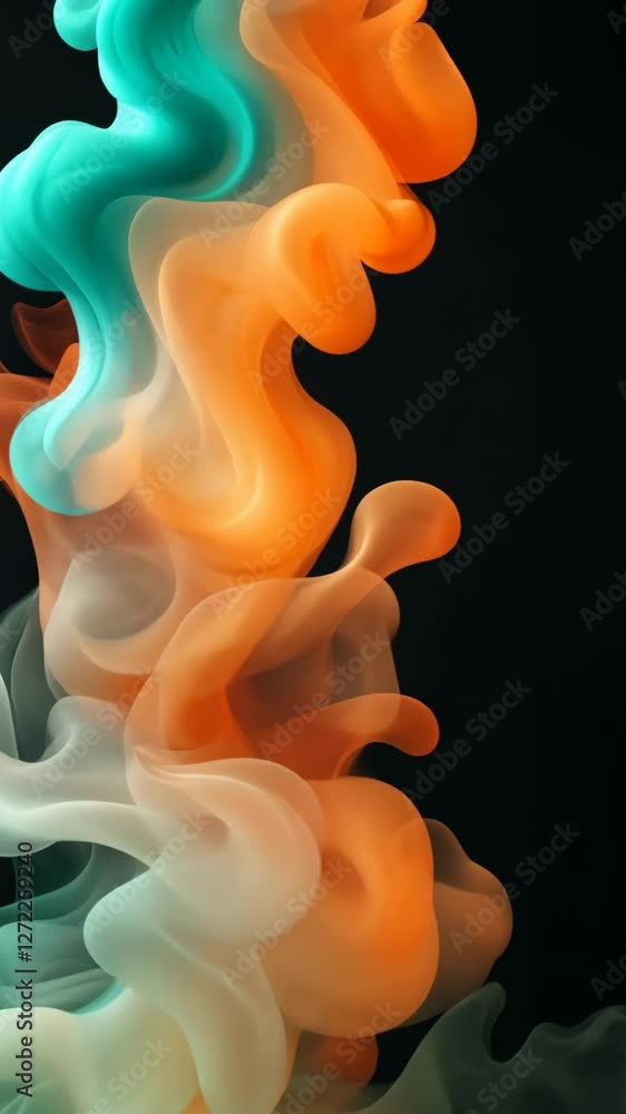 Poster colorful abstract smoke swirls creating a vibrant visual display against a dark background