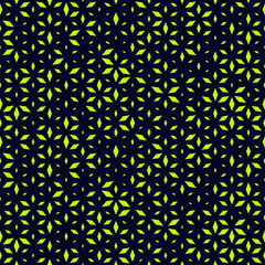 Vector seamless pattern with diamond shapes, floral silhouettes, grid. Trendy neon green and black sport style background with halftone effect. Simple urban art texture. Repeated modern geo design