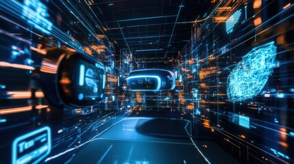 Immersive VR Experience: Navigating a Futuristic Digital World with Virtual Reality