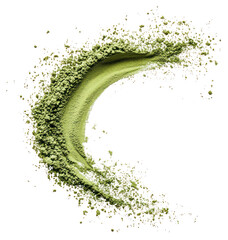 PNG A flying green tea powder splash background white
