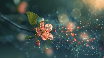A pixelated blossom blooms from a blockchain seed showcasing the revolutionary advancements made by this technology.