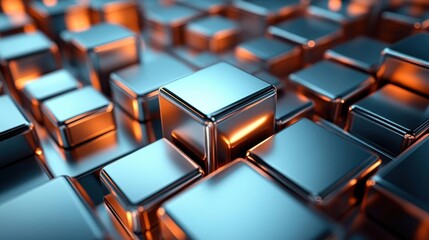 Fototapeta premium Product designs, close-up of a sleek 3D model of a tech product with metallic finishes