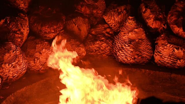 Horno para cocinar cabezas de sotol, proceso de destilaci&oacute;n de sotol dentro del estado de Chihuahua, Dasilirion cedrosanum, wheelery, texanum, berlandieri, leiophyllum