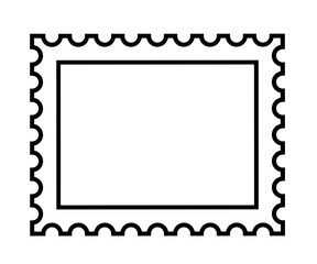 Postage stamp silhouette black outline white background horizontal isolated transparent background 