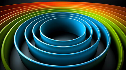 Colorful concentric circles abstract design, digital art, dark background, website banner
