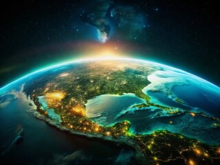 Obraz premium Honduras Night Lights: Tilt-Shift Earth Globe