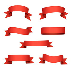 Red Ribbon Banner: Creative Decorative Design Element for Advertising and Promotion
