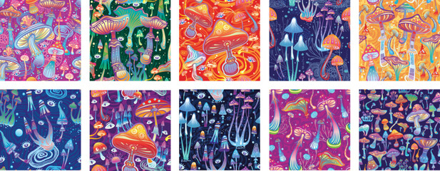 Psychedelic Magic Mushrooms Seamless Pattern Set
Perfect for textiles, wrapping paper, fabric prints, stationery, and decorative surfaces.
Print
