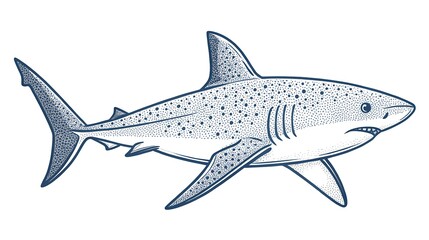Fototapeta premium Detailed hand-drawn shark illustration in vintage style