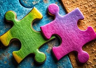 Fototapeta premium Imperfect Couple: Mismatched Puzzle Pieces, Conceptual Stock Photo