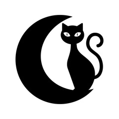 Cat and Moon Silouette