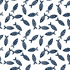 Ocean seamless fish pattern for wrapping paper and fabrics and linens