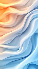 Fototapeta premium Abstract image of flowing fabric in shades of blue and orange. Smooth, elegant curves create a calming, dreamy feel.
