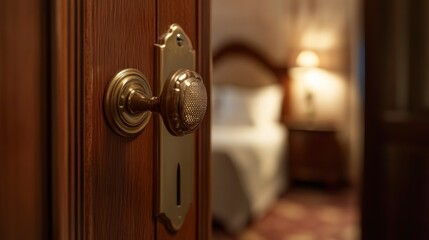 Obraz premium Antique door handle, hotel room, luxury, interior, privacy