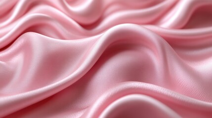 Pink silk fabric waves, close-up, soft background, textile design