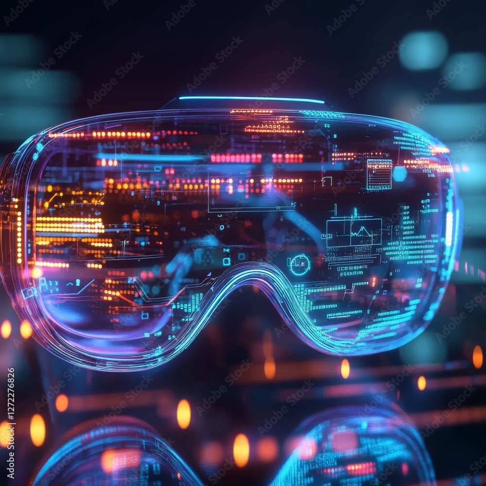 Poster explore advanced augmented reality headsets with innovative led circuitry, enhancing digital experie