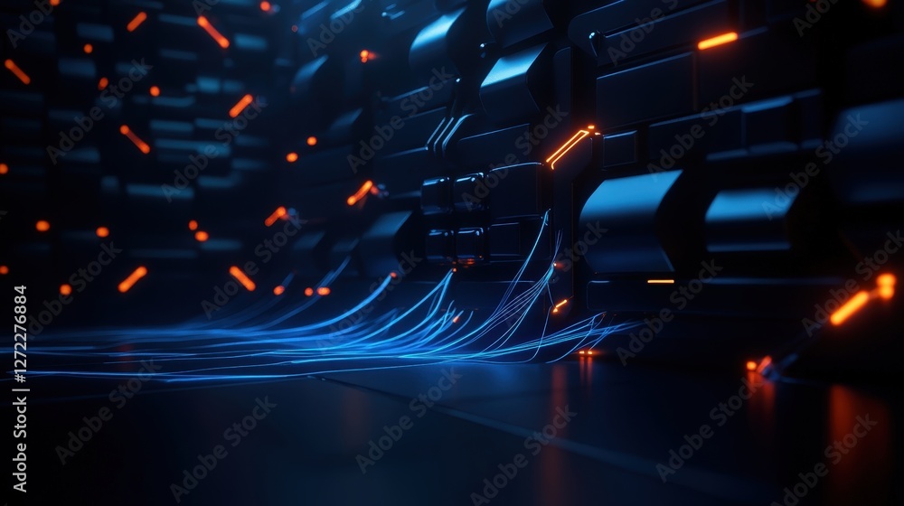 Aufkleber a futuristic abstract background featuring glowing blue lines and geometric patterns. this high-tech
