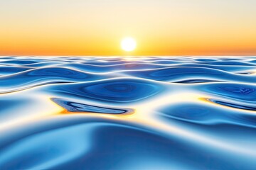 Serene Ocean Sunset Golden Light Waves Reflecting