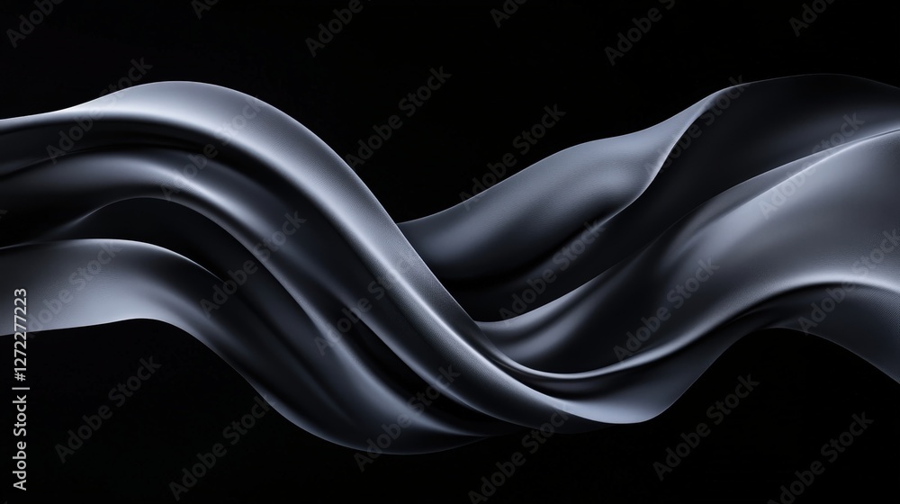 Aufkleber a flowing, elegant wave of smooth black fabric, creating a sense of motion and depth against a dark 