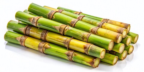 Fototapeta premium Isolated Sugarcane Stalks on White Background: High-Resolution Stock Photo