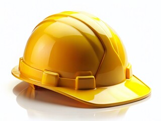 Fototapeta premium Isolated Yellow Hard Hat, Construction Safety Helmet, Industrial Safety Equipment, White Background Stock Photo