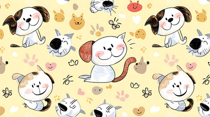 A cartoon drawing of a cat and dog with a smiling face. generated using AI