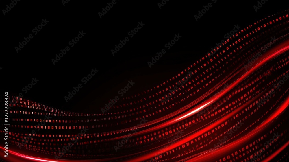 Poster a dynamic abstract background featuring flowing red waves with glowing light accents. ideal for digi