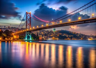 Fototapeta premium Istanbul Fatih Sultan Mehmet Bridge Night - Urban Exploration Photography