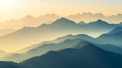 Serene Sunset Over Rolling Mountain Ranges