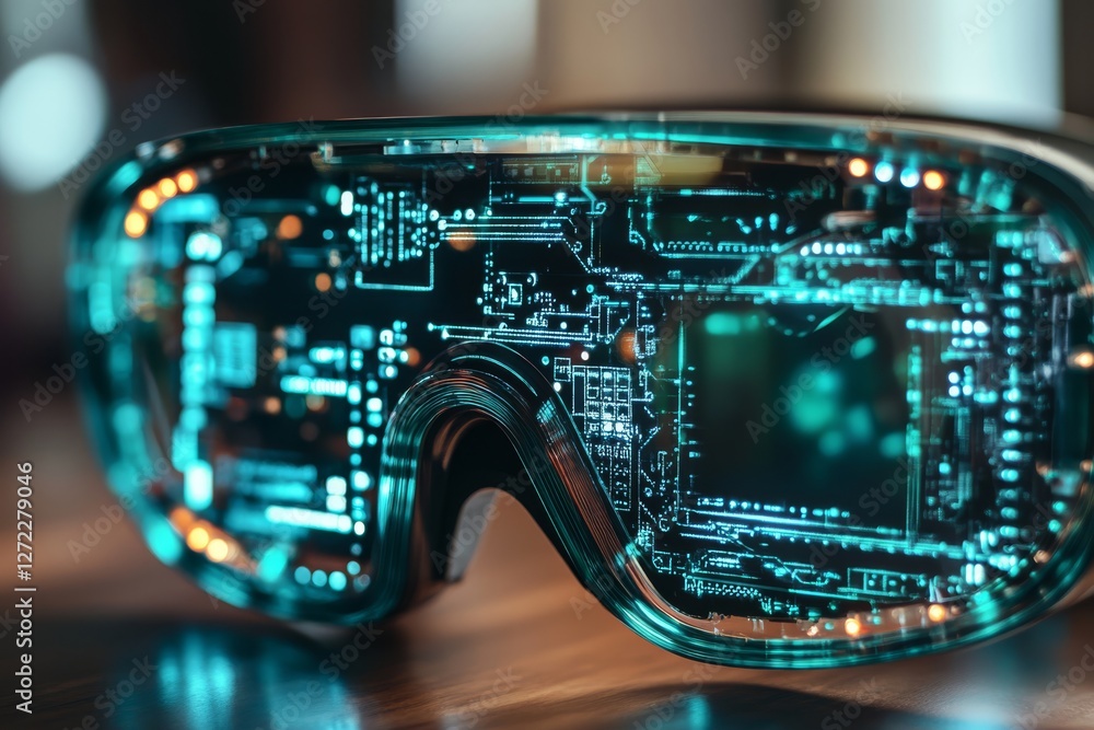 Poster discover an innovative and hightech augmented reality headset that showcases a sleek design compleme
