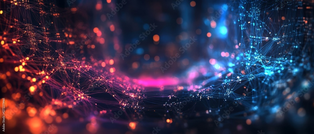 Poster this vibrant digital backdrop highlights cuttingedge technologies like ai, neural networks, and adva