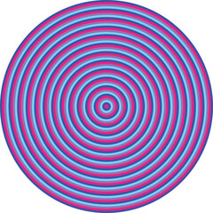 Visual effect created by neon royal blue, pink, purple and light blue circles getting progressively smaller