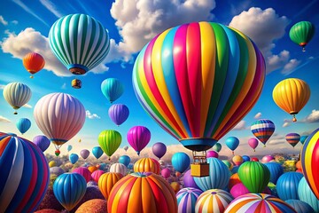 Obraz premium Joyful Celebration: Colorful Paper Art Balloons Floating in Sky