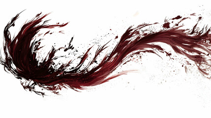 Abstract red ink swirl, dynamic motion, white background, design element