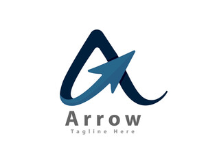 arrow moving abstract A letter logo design template illustration inspiration