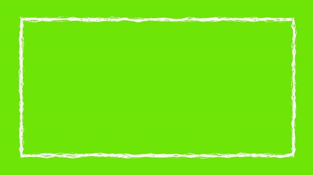 Square frame hand-drawn scribble animation. Pen marker doodle style. Sketched motion element. Loop. Green screen, chromakey