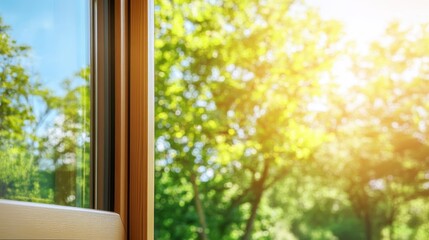 Window on a Sunny Day, Green Trees, Nature View, Interior, Home