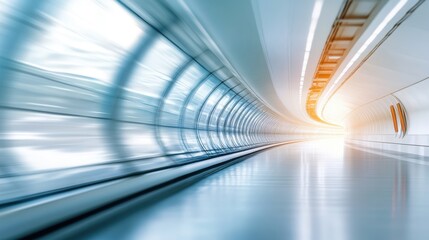 Futuristic Tunnel with Dynamic Lighting: Modern Architectural Design in a Speedy Urban Journey Scene