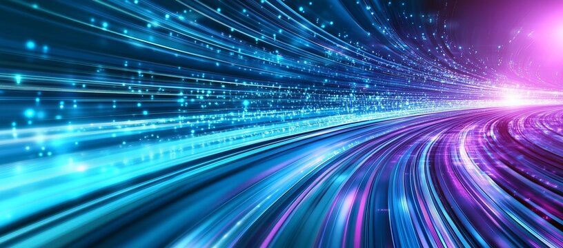 Digital technology background showcasing vibrant colors and motion speed in a futuristic landscape