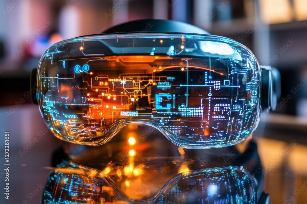 Poster explore advanced augmented reality headsets with hightech led circuitry, designed to enhance digital
