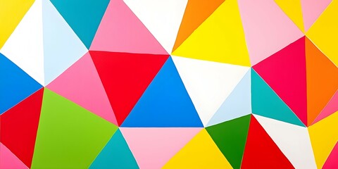 Obraz premium Colorful geometric wall texture; vibrant triangle pattern; bright background; design element; website backdrop