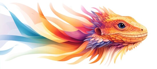 Obraz premium Colorful Dragon Lizard Head Profile Abstract Art