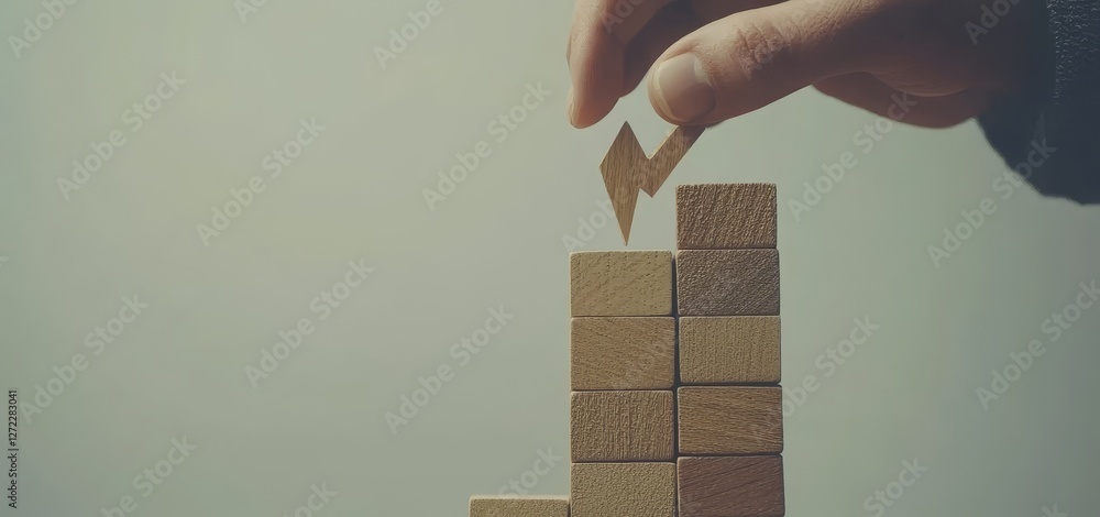 Poster a visual representation of a business growth success process featuring a growth graph and arrows lad