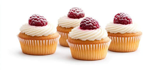 Delicious Raspberry Topped Vanilla Cupcakes Awaiting Enjoyment