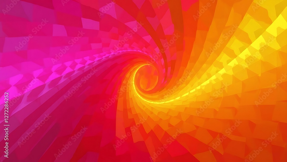 Poster vibrant abstract swirling vortex with dynamic gradient shades of pink orange and yellow in a mesmeri
