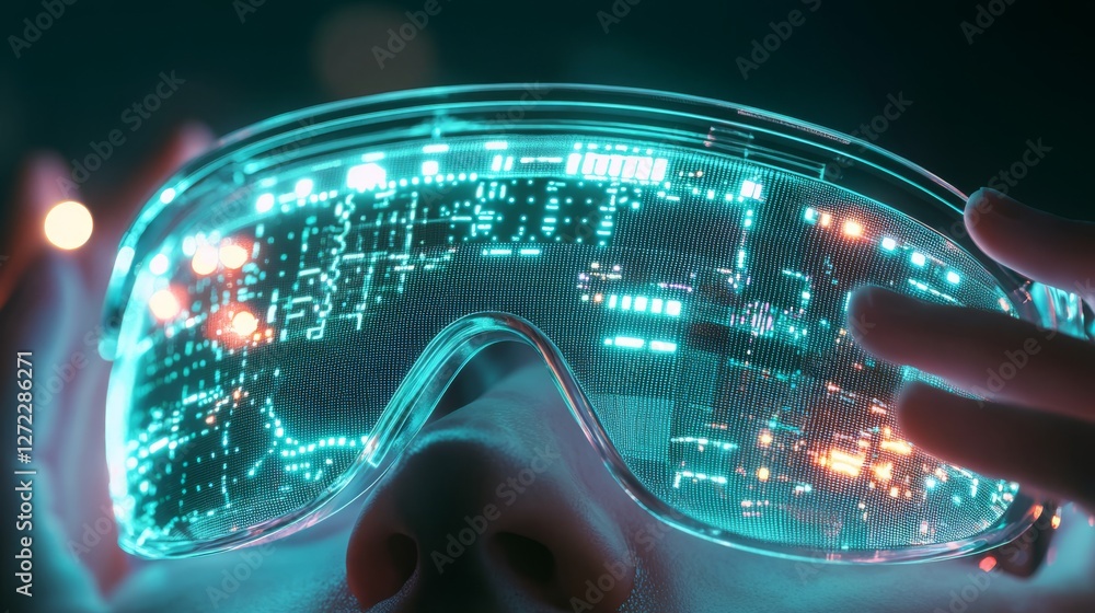Poster explore the cuttingedge design of a stateoftheart augmented reality headset with interactive led cir