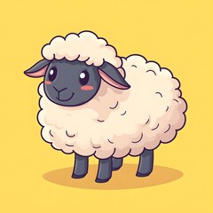 Obraz premium Cute Sheep in Simple Cartoon Design