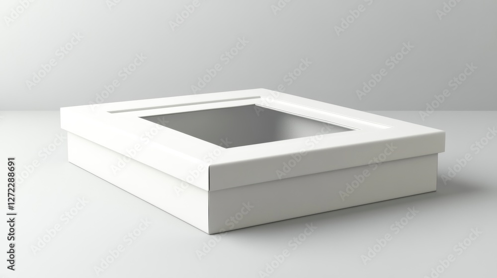 Poster Empty white box with window, studio shot.  Possible use Packaging design mock-up