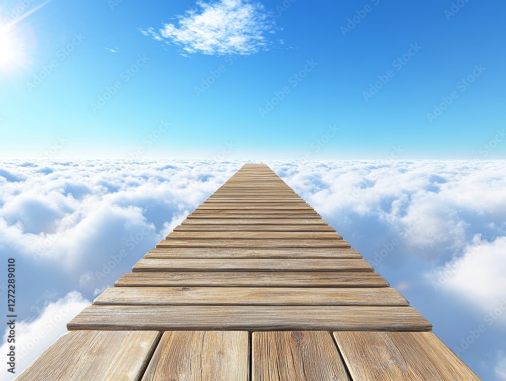 Poster an abstract scene featuring a ladder and clouds conveys the idea of career advancement and developme
