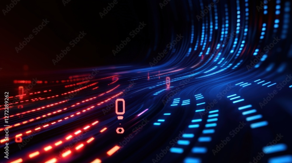 Aufkleber a captivating visualization of digital data flow, showcasing vibrant red and blue light streaks agai